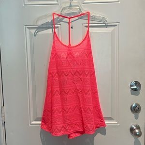 PINK Victoria’s Secret Neon Orange Mesh Tribal Flowy Swim Coverup Dress Size XS